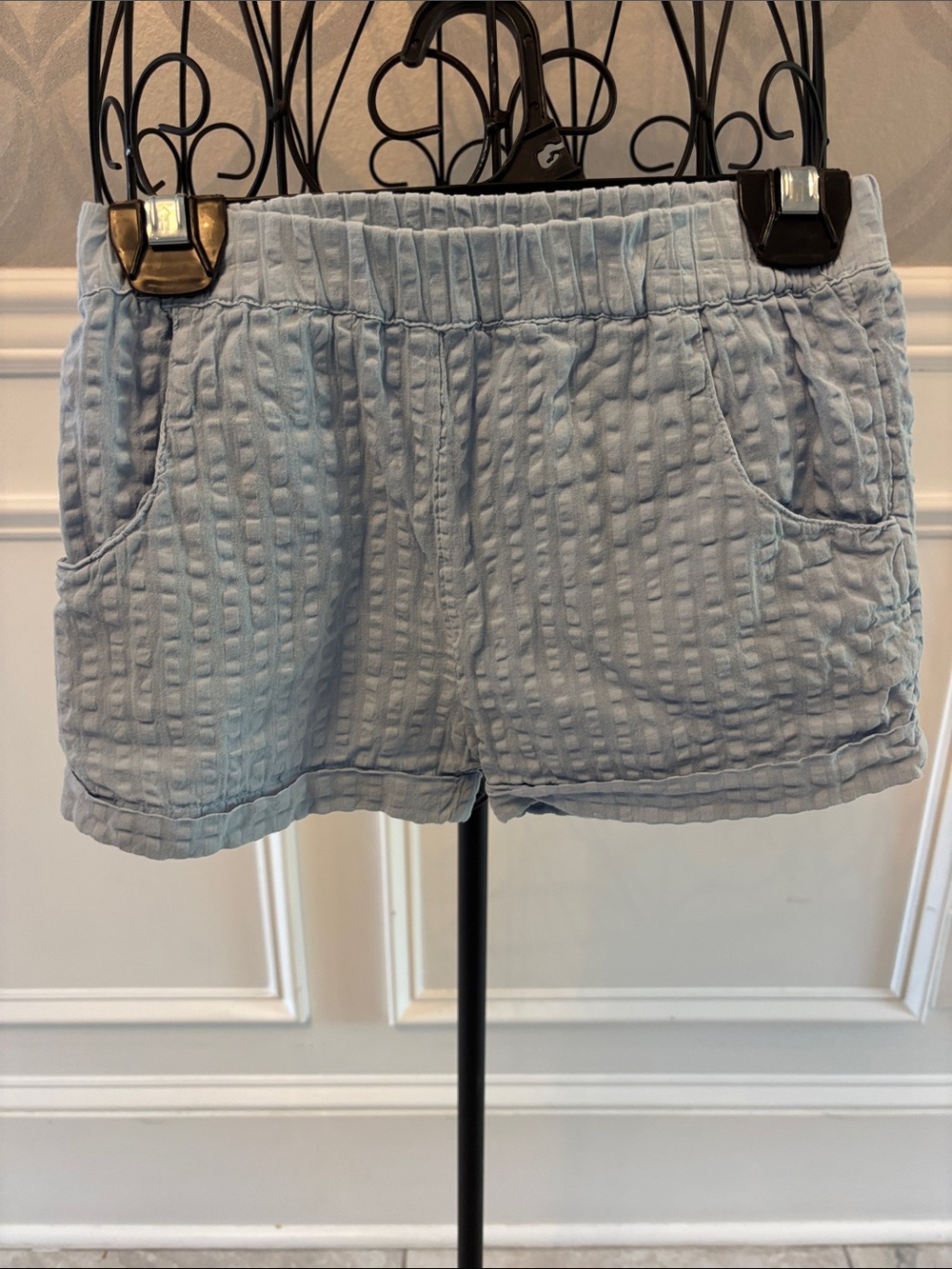 stem Light Blue Quilted Pull-On Kids Shorts